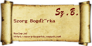 Szorg Bogárka névjegykártya